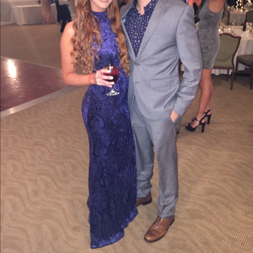 Navy blue velvet gown